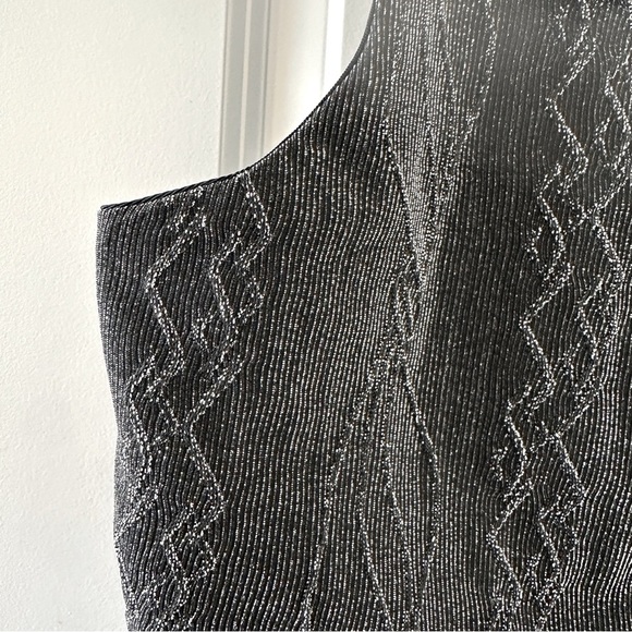 Vintage Gray Black Pinstripe Textured Metallic Vest Women’s Size XL/XXL Party - Picture 7 of 15
